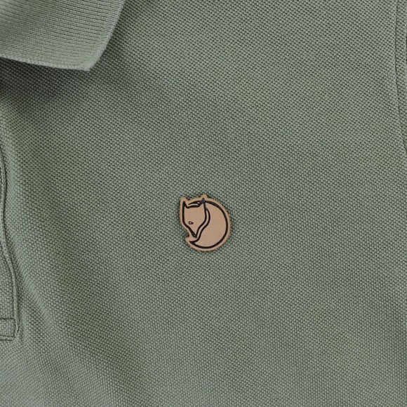 Fjallraven Ovik Polo Shirt Mens Large Green Outdoor Hiking Cotton Knit Casual - Picture 4 of 10